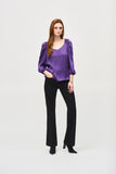 Joseph Ribkoff Women's Satin Straight Top With Puff Sleeves