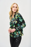 Joseph Ribkoff Women's Satin Abstract Print Button-Down Blouse