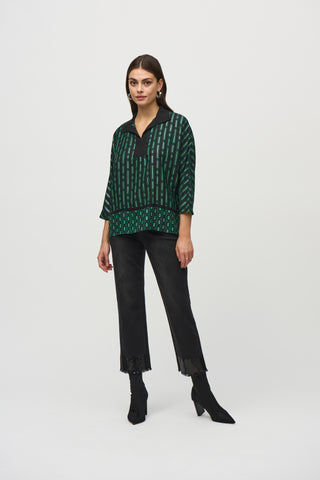 Joseph Ribkoff Women's Georgette Geometric Border Print Top