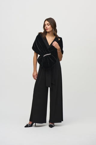 Joseph Ribkoff Women's Faux Fur Cover-Up with Rhinestone Loop