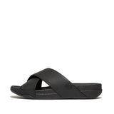 FitFlop Men's Surfer Mens Tumbled-Leather Cross Slides