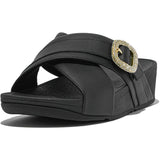 FitFlop Women's Lulu Crystal-Buckle Leather Cross Slides