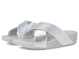 FitFlop Women's Lulu Crystal-Mix  Metallic Cross Slides