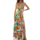 Luli Fama Women's Birds Of Paradise - Bandeau Cut Out Front Slit Dress