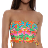 Luli Fama Women's Palm Breeze - Wavy Luxe Stitch Drawstring Tube Top