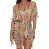 Luli Fama Women's Miami Era - Open Front Tie Short Poncho