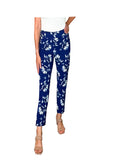 Krazy Larry Women's Pull on Ankle Pants - Blue Flower