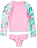 Speedo Toddler L/S Rashguard Two Piece Fuchsia Pink 3T