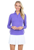 Ibkul Women's Adjustable Long Sleeve Zip Polo