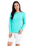 Ibkul Women's Long Sleeve Crew Neck with Mesh