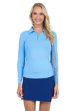 Ibkul Women's Adjustable Long Sleeve Zip Polo