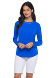 Ibkul Women's Long Sleeve Crew Neck with Mesh