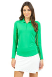 Ibkul Women's Adjustable Long Sleeve Zip Polo