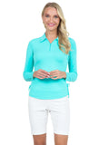 Ibkul Women's Adjustable Long Sleeve Zip Polo