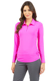 Ibkul Women's Adjustable Long Sleeve Zip Polo